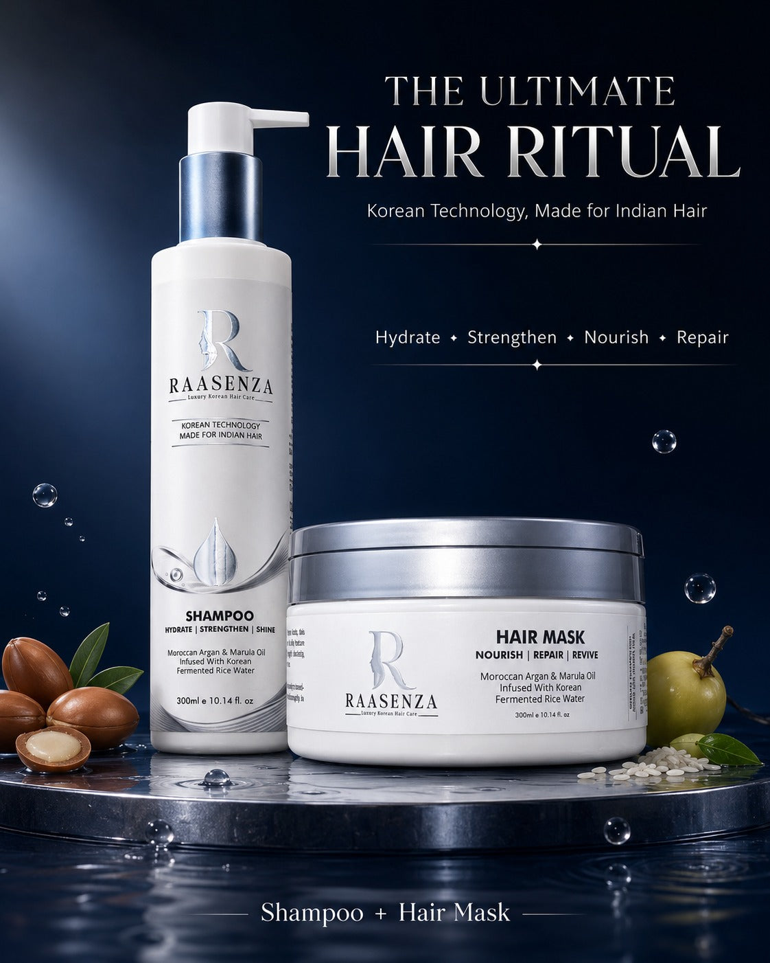 RAASENZA  PROFESSIONAL Combo Of Hair Shampoo & Mask of 300 ml (Set)